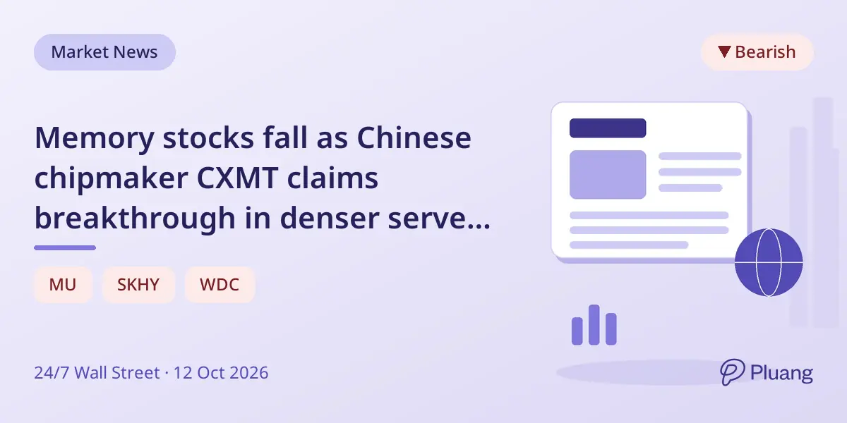 Memory stocks fall as Chinese chipmaker CXMT claims breakthrough in denser server chip design