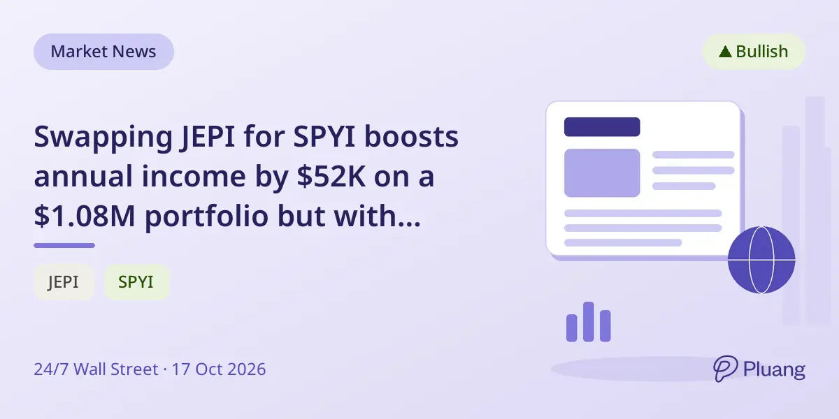 Swapping JEPI for SPYI boosts annual income by $52K on a $1.08M portfolio but with trade-offs.