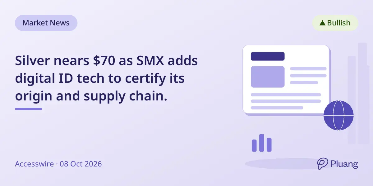 Silver nears $70 as SMX adds digital ID tech to certify its origin and supply chain.