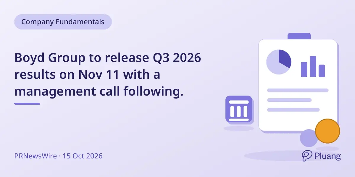 Boyd Group to release Q3 2026 results on Nov 11 with a management call following.