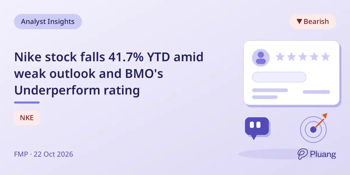 Nike stock falls 41.7% YTD amid weak outlook and BMO's Underperform rating