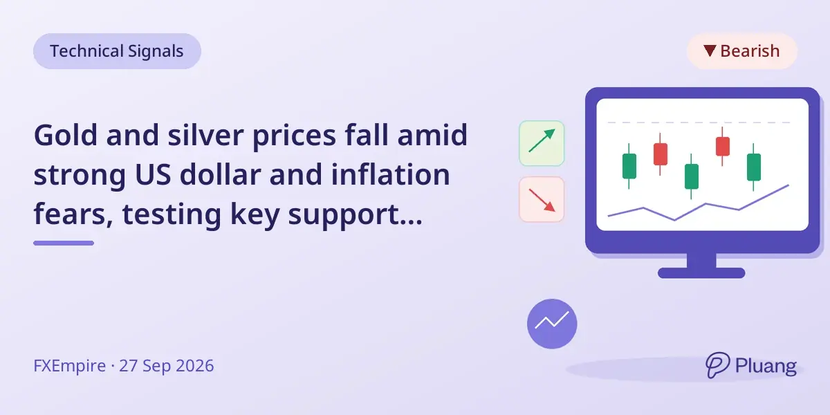 Gold and silver prices fall amid strong US dollar and inflation fears, testing key support levels.