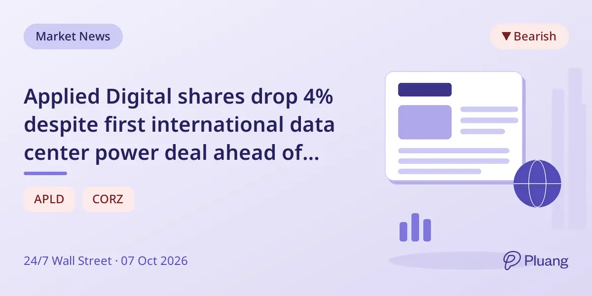 Applied Digital shares drop 4% despite first international data center power deal ahead of earnings.