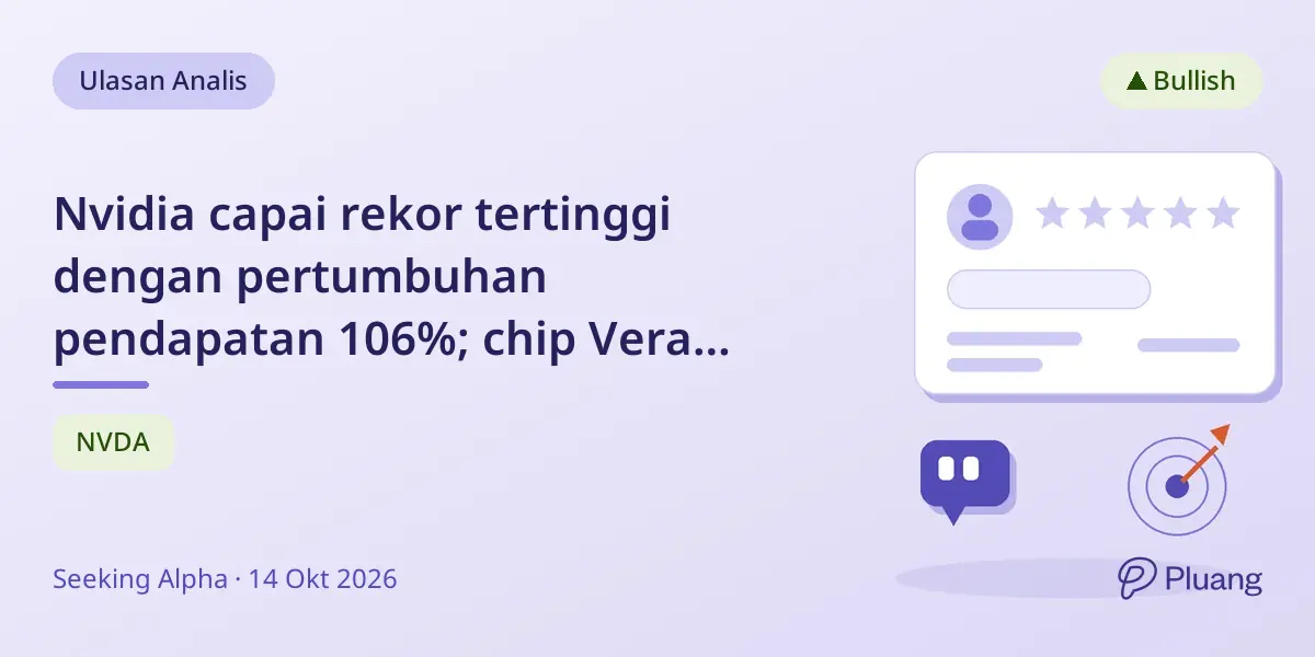 Nvidia capai rekor tertinggi dengan pertumbuhan pendapatan 106%; chip Vera Rubin dorong penjualan pusat data.