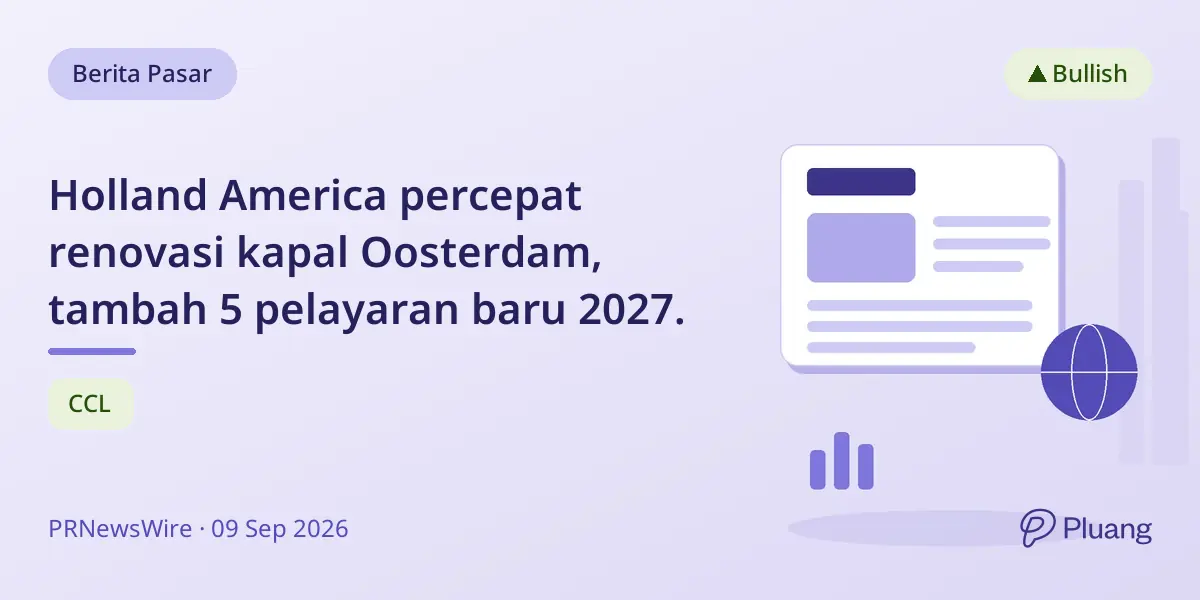 Holland America percepat renovasi kapal Oosterdam, tambah 5 pelayaran baru 2027.
