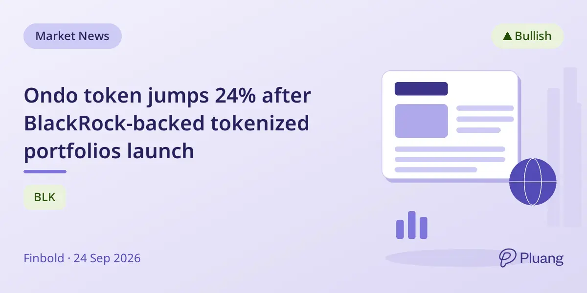 Ondo token jumps 24% after BlackRock-backed tokenized portfolios launch