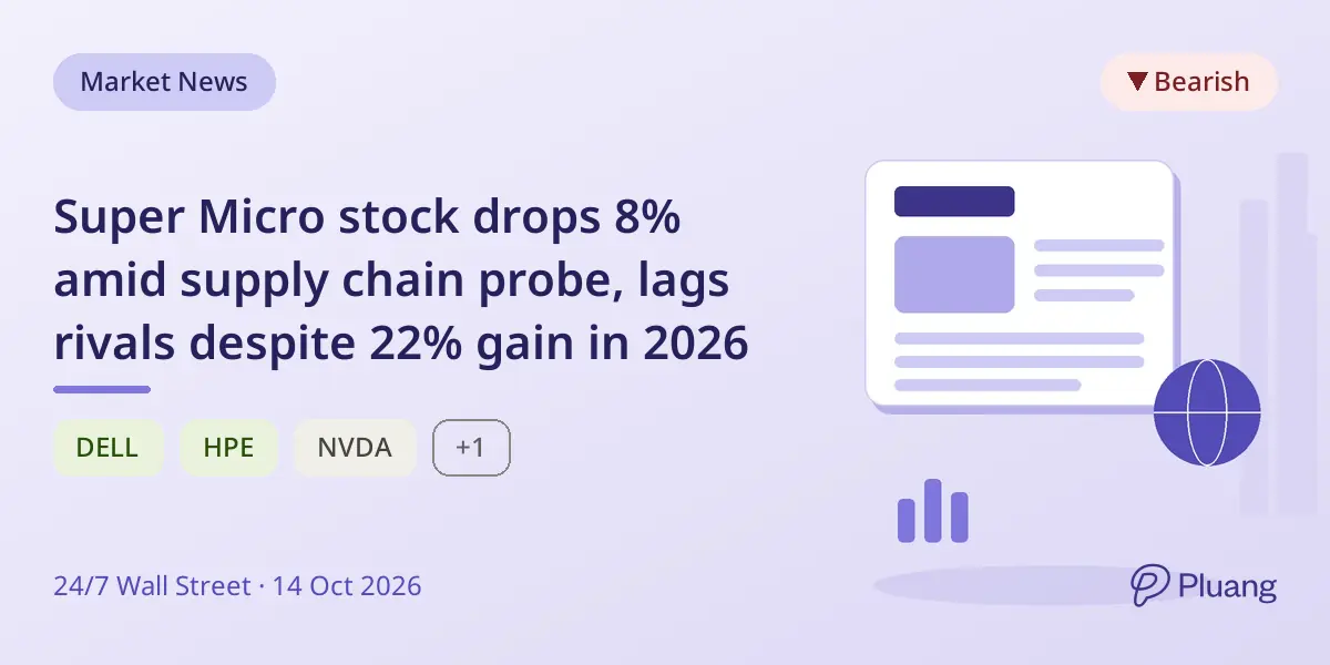 Super Micro stock drops 8% amid supply chain probe, lags rivals despite 22% gain in 2026