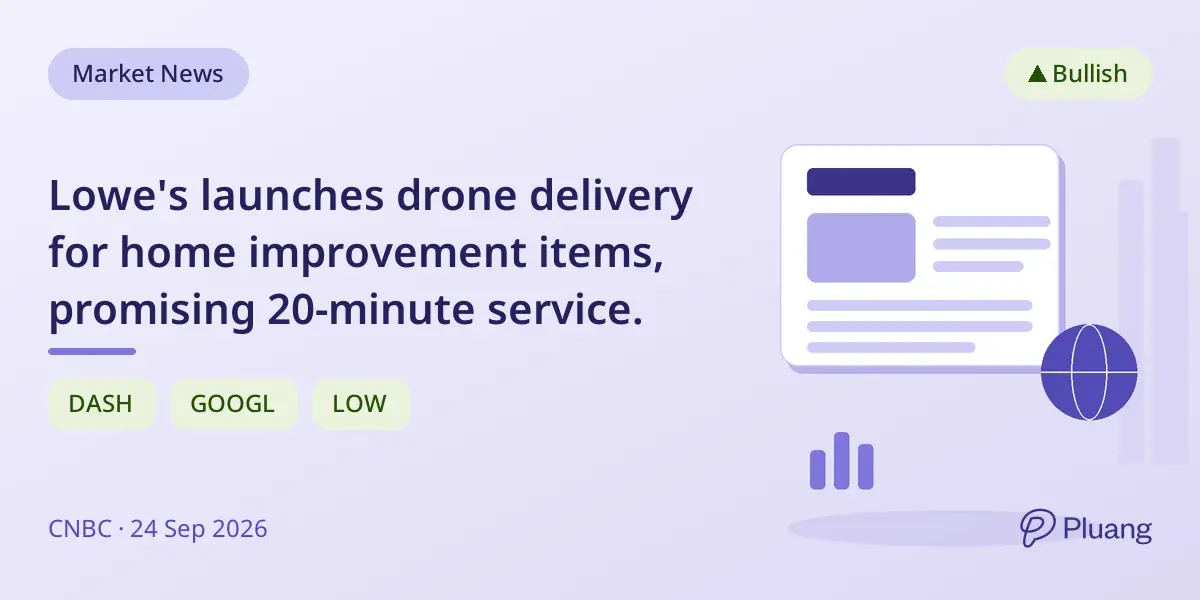 Lowe's launches drone delivery for home improvement items, promising 20-minute service.