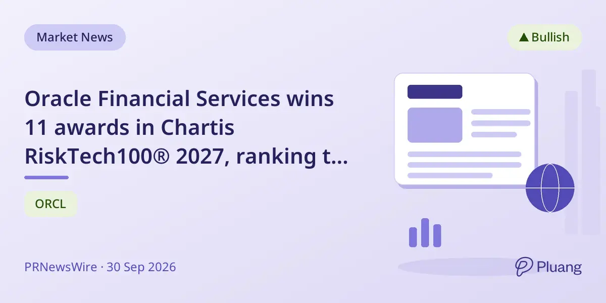 Oracle Financial Services wins 11 awards in Chartis RiskTech100® 2027, ranking top 10 in risk tech providers.