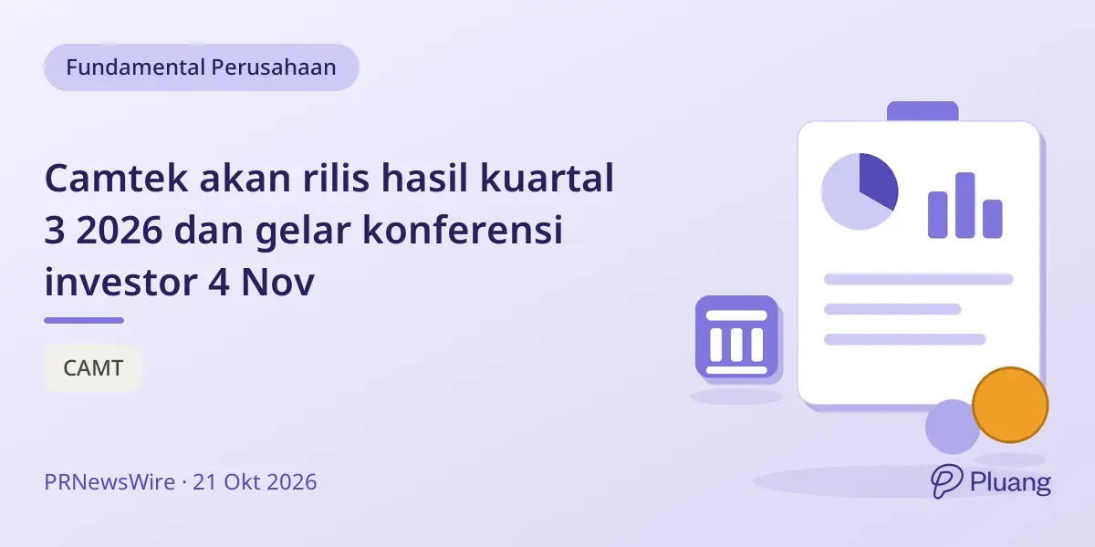 Camtek akan rilis hasil kuartal 3 2026 dan gelar konferensi investor 4 Nov