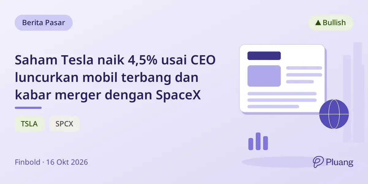 Saham Tesla naik 4,5% usai CEO luncurkan mobil terbang dan kabar merger dengan SpaceX