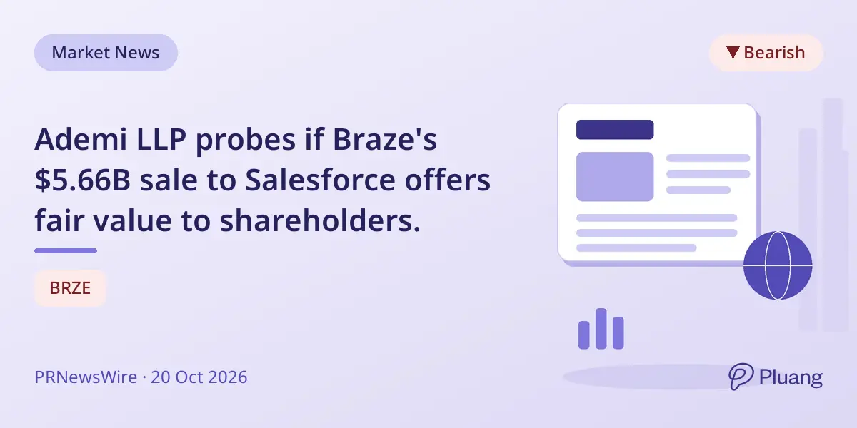 Ademi LLP probes if Braze's $5.66B sale to Salesforce offers fair value to shareholders.