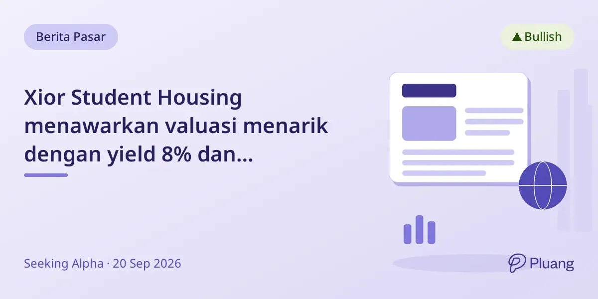 Xior Student Housing menawarkan valuasi menarik dengan yield 8% dan pertumbuhan sewa kuat, diperdagangkan dengan diskon 35% terhadap NAV.