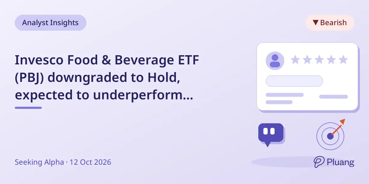 Invesco Food & Beverage ETF (PBJ) downgraded to Hold, expected to underperform broader market through 2027