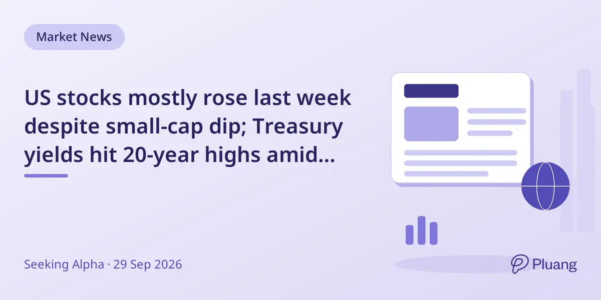 US stocks mostly rose last week despite small-cap dip; Treasury yields hit 20-year highs amid rate concerns.