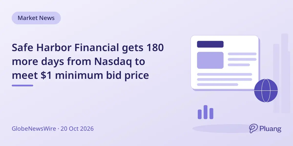 Safe Harbor Financial gets 180 more days from Nasdaq to meet $1 minimum bid price