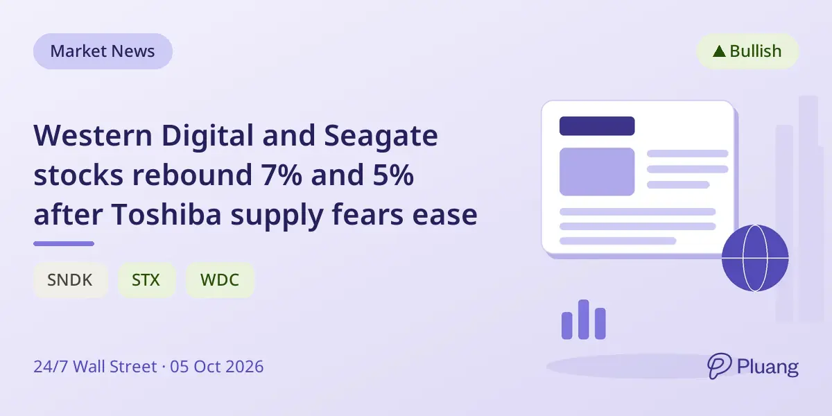 Western Digital and Seagate stocks rebound 7% and 5% after Toshiba supply fears ease