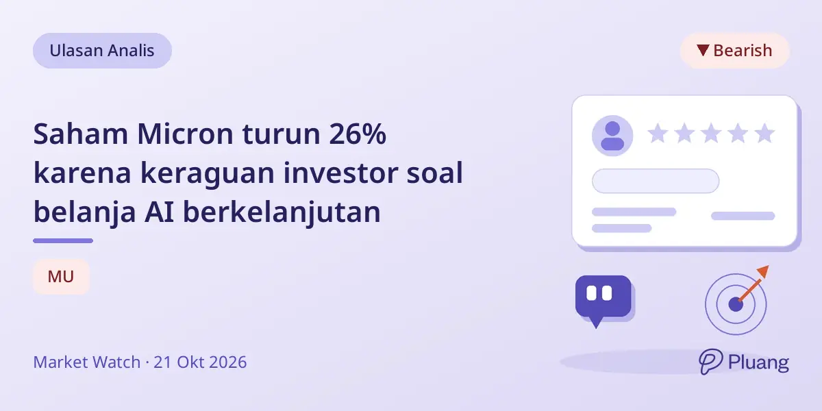 Saham Micron turun 26% karena keraguan investor soal belanja AI berkelanjutan