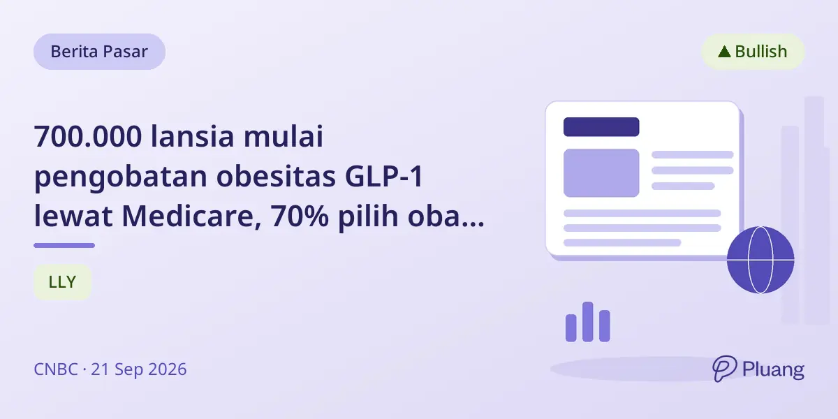 700.000 lansia mulai pengobatan obesitas GLP-1 lewat Medicare, 70% pilih obat Eli Lilly
