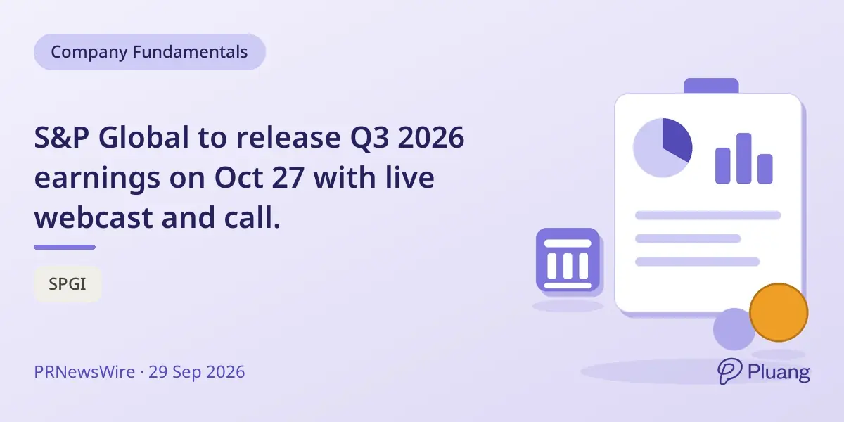 S&P Global to release Q3 2026 earnings on Oct 27 with live webcast and call.