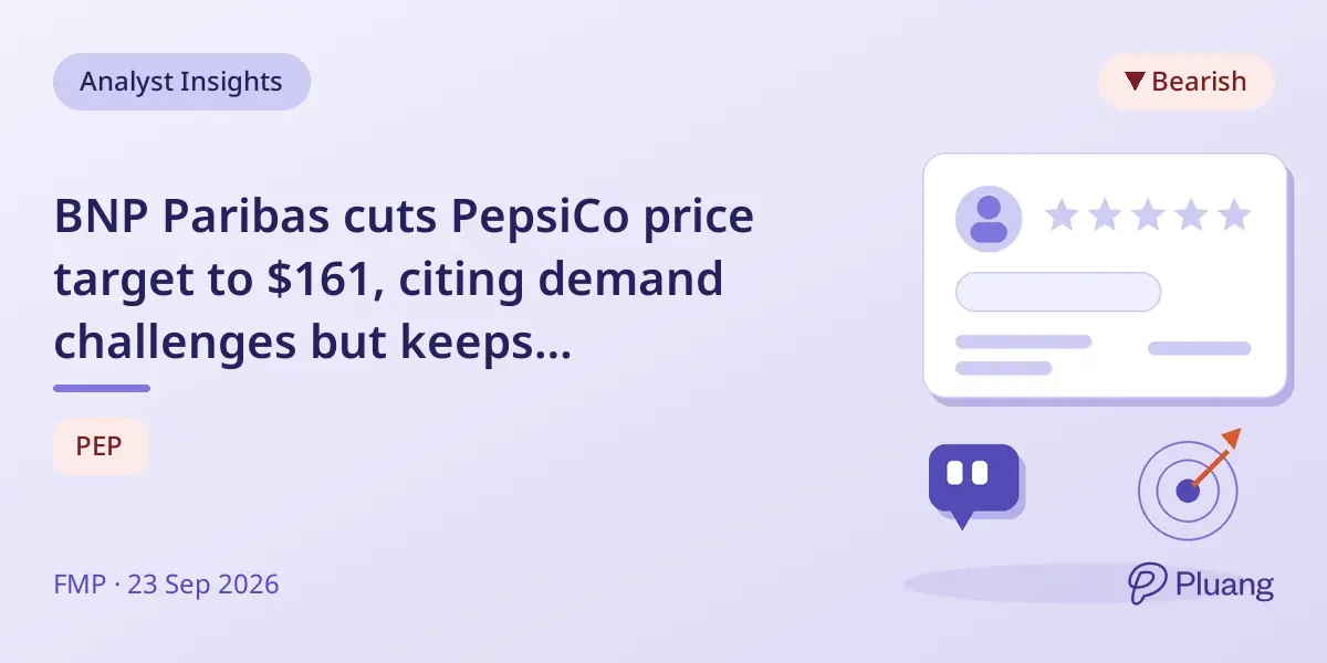 BNP Paribas cuts PepsiCo price target to $161, citing demand challenges but keeps Outperform rating.